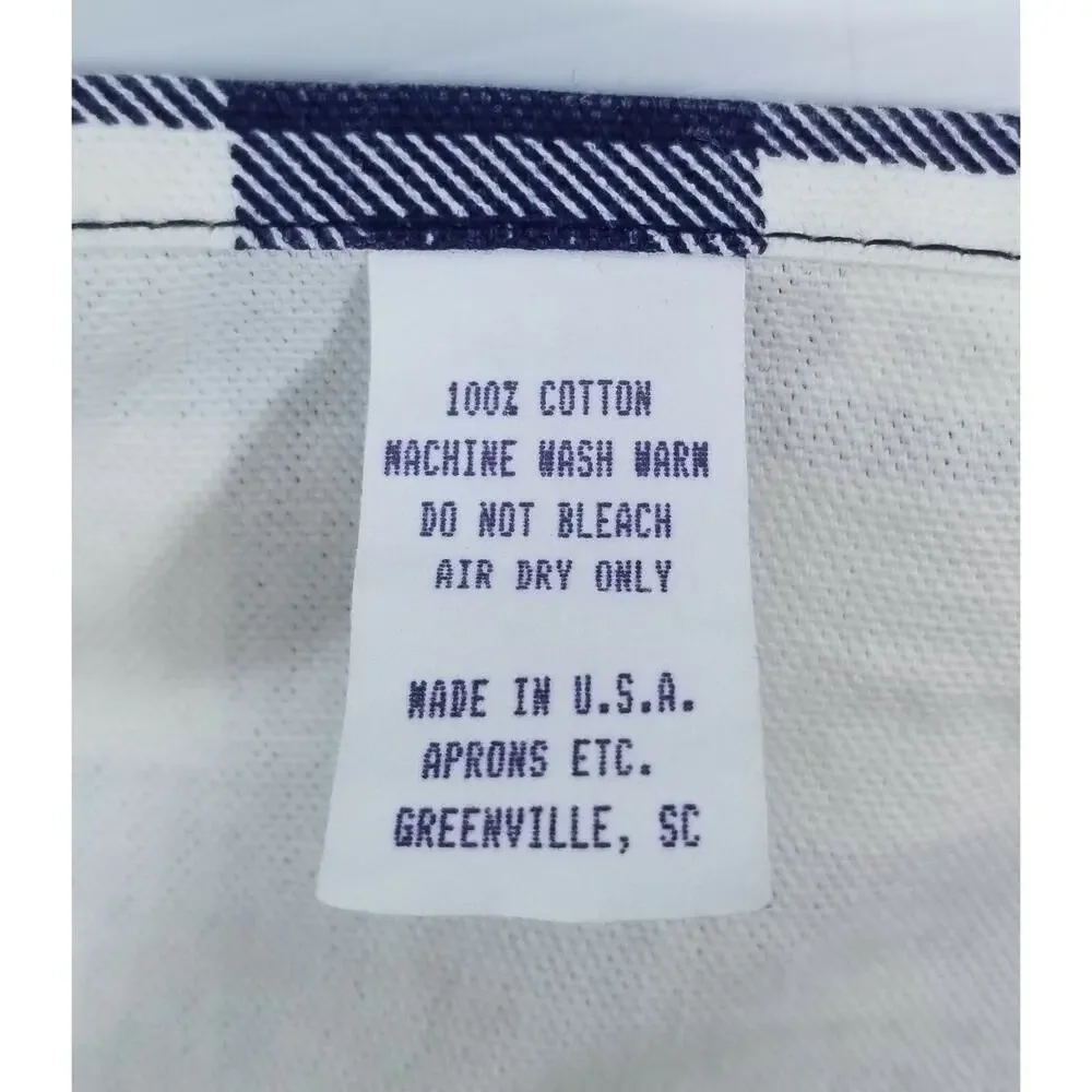 QQ) Hometex Blue White Country Cottage Chef's Apron Double Pocket 100% Cotton